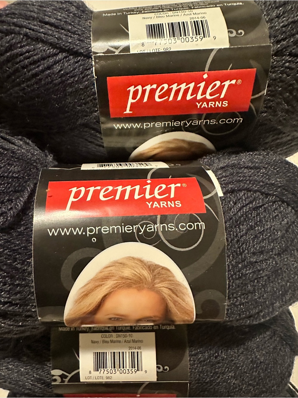 7 Skeins Premier Deborah Norville Serenity Sock Yarn Navy Blue 6 Same Dye Lot